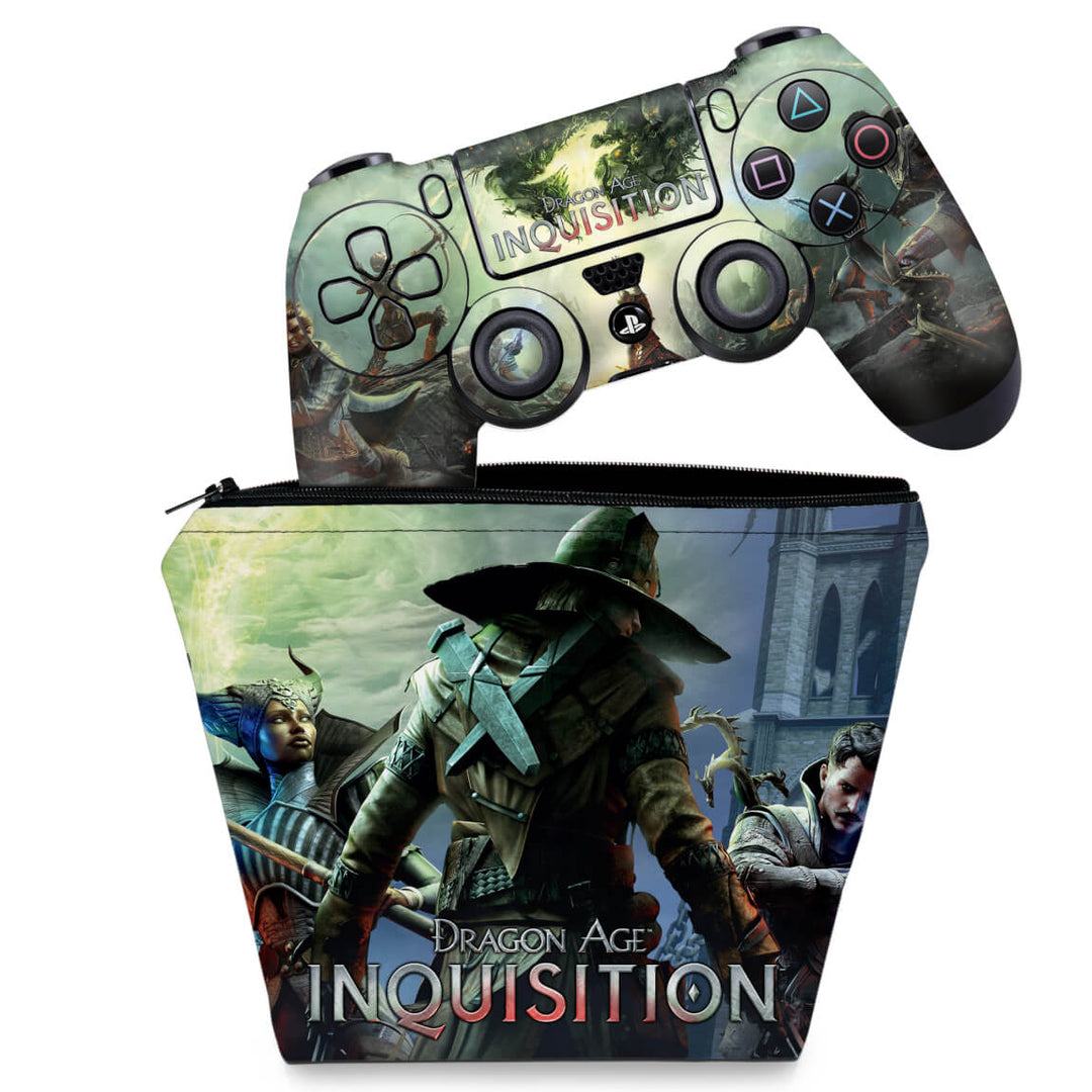 KIT Capa Case e Skin Anti-Rage PS4 Controle - Dragon Age Inquisition - Pop Arte Skins