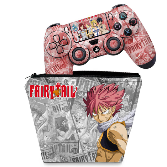 KIT Capa Case e Skin Anti-Rage PS4 Controle - Fairy Tail