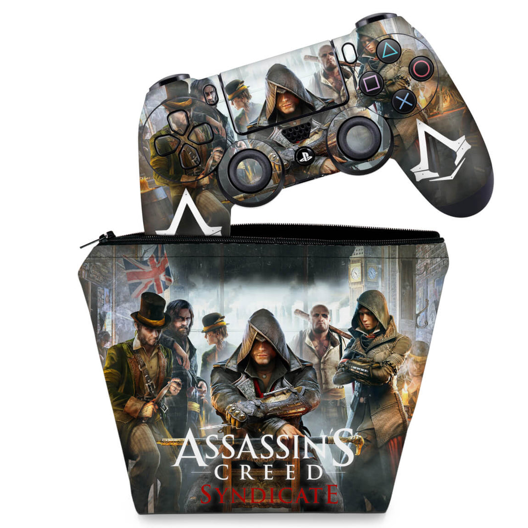 KIT Capa Case e Skin Anti-Rage PS4 Controle - Assassin's Creed Syndicate - Pop Arte Skins