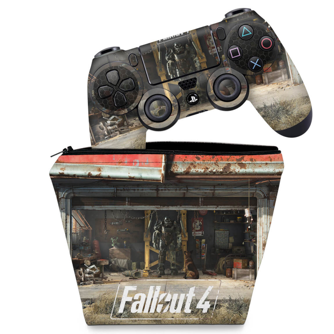 KIT Capa Case e Skin Anti-Rage PS4 Controle - Fallout 4 - Pop Arte Skins
