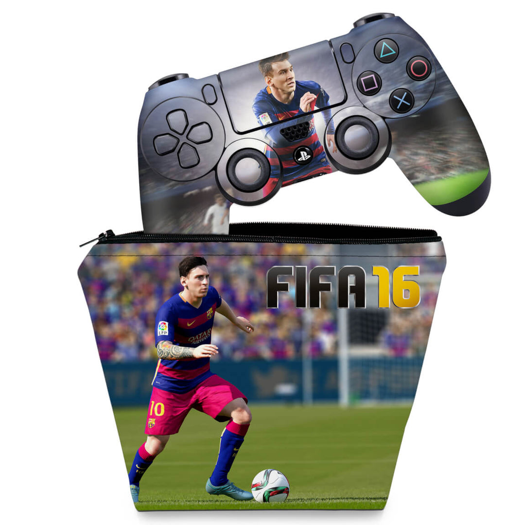 KIT Capa Case e Skin Anti-Rage PS4 Controle - Fifa 16 - Pop Arte Skins