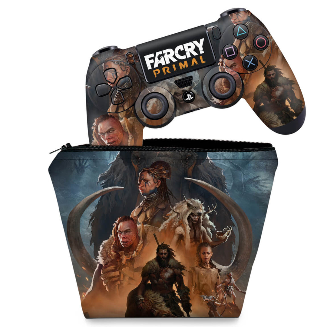 KIT Capa Case e Skin Anti-Rage PS4 Controle - Far Cry Primal - Pop Arte Skins