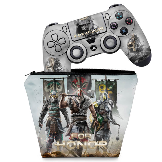KIT Capa Case e Skin Anti-Rage PS4 Controle - For Honor