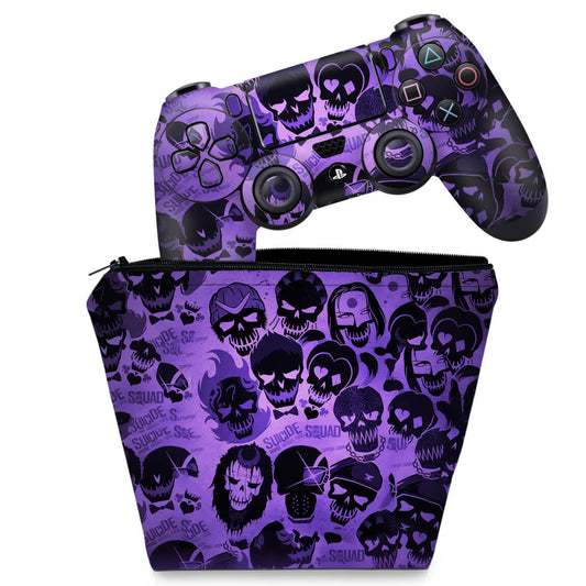 KIT Capa Case e Skin Anti-Rage PS4 Controle - Esquadrão Suicida #D