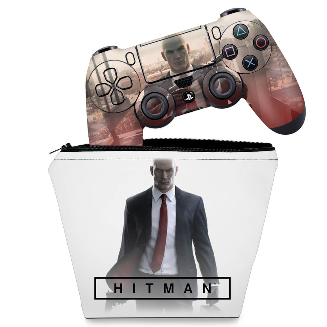 KIT Capa Case e Skin Anti-Rage PS4 Controle - Hitman 2016 - Pop Arte Skins