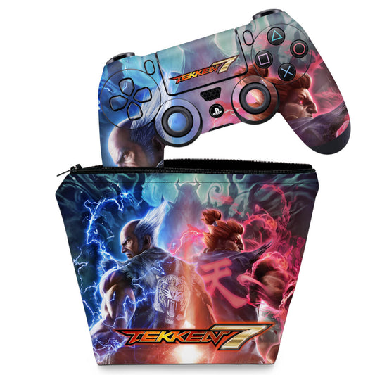 KIT Capa Case e Skin Anti-Rage PS4 Controle - Tekken 7