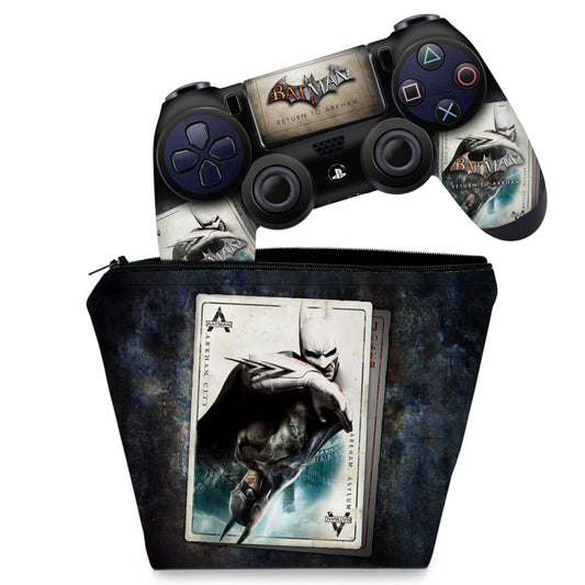 KIT Capa Case e Skin Anti-Rage PS4 Controle - Batman Return To Arkham