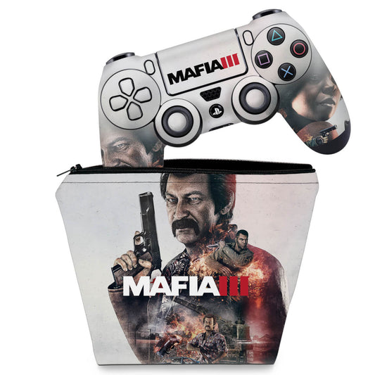 KIT Capa Case e Skin Anti-Rage PS4 Controle - Mafia 3
