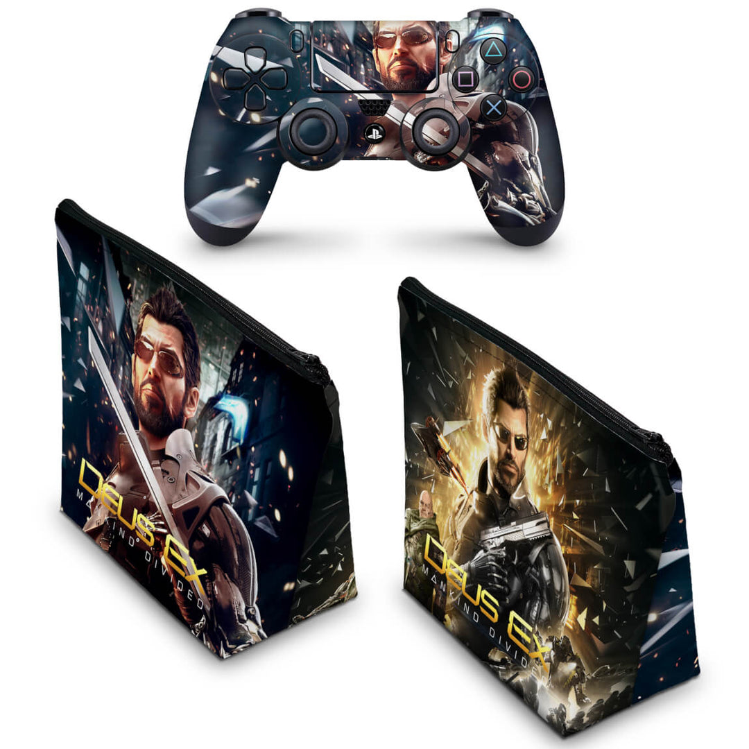 KIT Capa Case e Skin Anti-Rage PS4 Controle - Deus Ex: Mankind Divided - Pop Arte Skins - foto 2