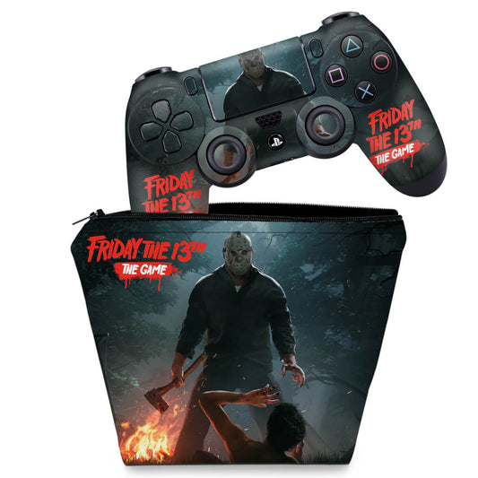KIT Capa Case e Skin Anti-Rage PS4 Controle - Friday The 13Th The Game Sexta-Feira 13