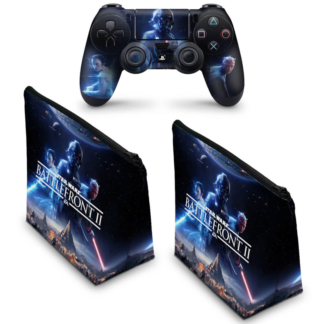 KIT Capa Case e Skin Anti-Rage PS4 Controle - Star Wars - Battlefront 2 - Pop Arte Skins - foto 2