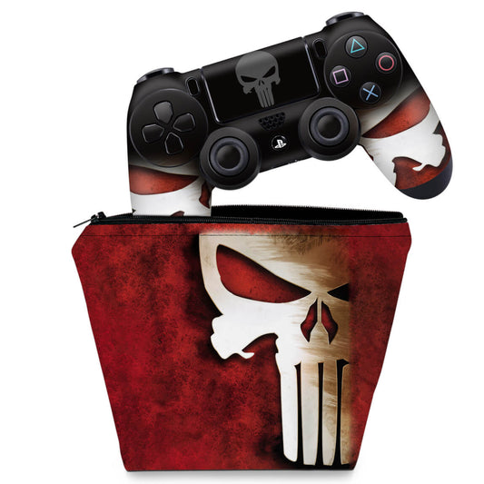 KIT Capa Case e Skin Anti-Rage PS4 Controle - The Punisher Justiceiro