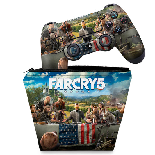 KIT Capa Case e Skin Anti-Rage PS4 Controle - Far Cry 5