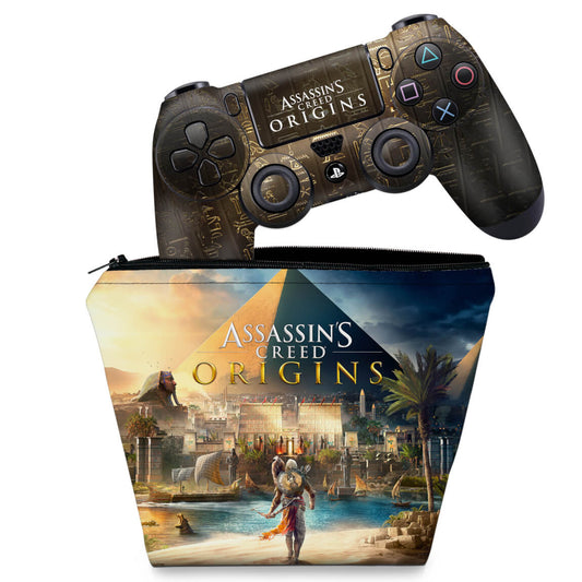 KIT Capa Case e Skin Anti-Rage PS4 Controle - Assassin's Creed Origins
