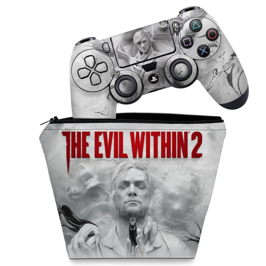 KIT Capa Case e Skin Anti-Rage PS4 Controle - The Evil Within 2