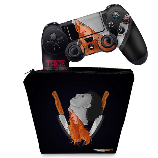 KIT Capa Case e Skin Anti-Rage PS4 Controle - Stranger Things Max