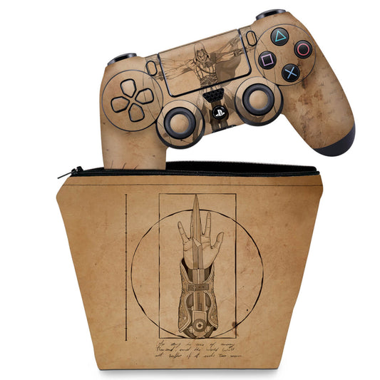 KIT Capa Case e Skin Anti-Rage PS4 Controle - Assassin's Creed Vitruviano
