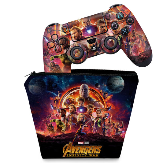 KIT Capa Case e Skin Anti-Rage PS4 Controle - Os Vingadores: Guerra Infinita