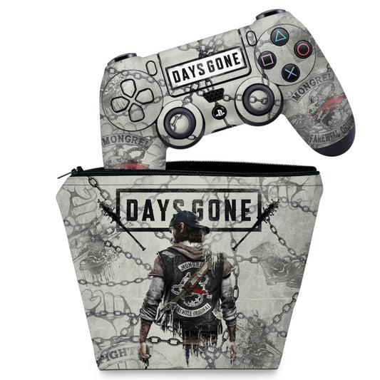 KIT Capa Case e Skin Anti-Rage PS4 Controle - Days Gone