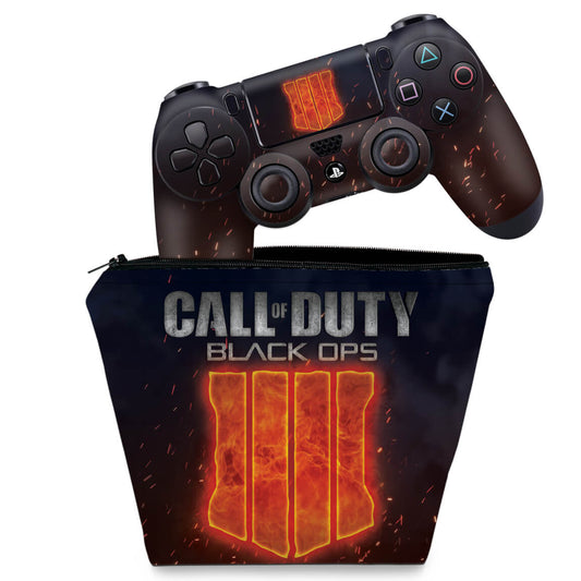 KIT Capa Case e Skin Anti-Rage PS4 Controle - Call Of Duty Black Ops 4