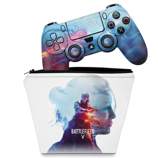 KIT Capa Case e Skin Anti-Rage PS4 Controle - Battlefield V