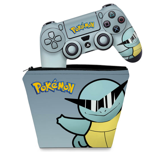 KIT Capa Case e Skin Anti-Rage PS4 Controle - Pokemon Squirtle