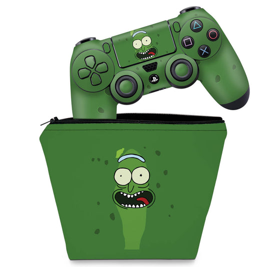 KIT Capa Case e Skin Anti-Rage PS4 Controle - Pickle Rick And Morty
