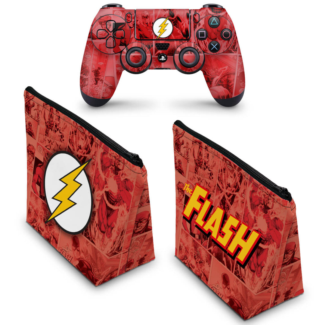 KIT Capa Case e Skin Anti-Rage PS4 Controle - The Flash Comics - Pop Arte Skins - foto 2