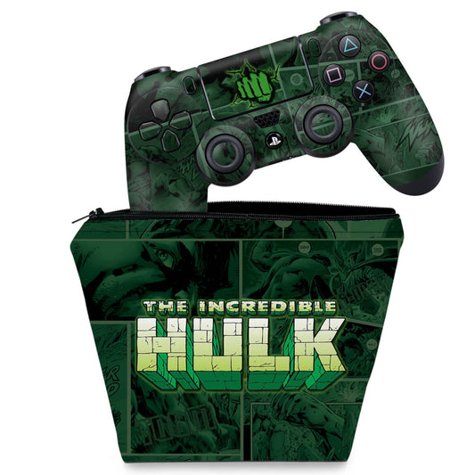 KIT Capa Case e Skin Anti-Rage PS4 Controle - Hulk Comics