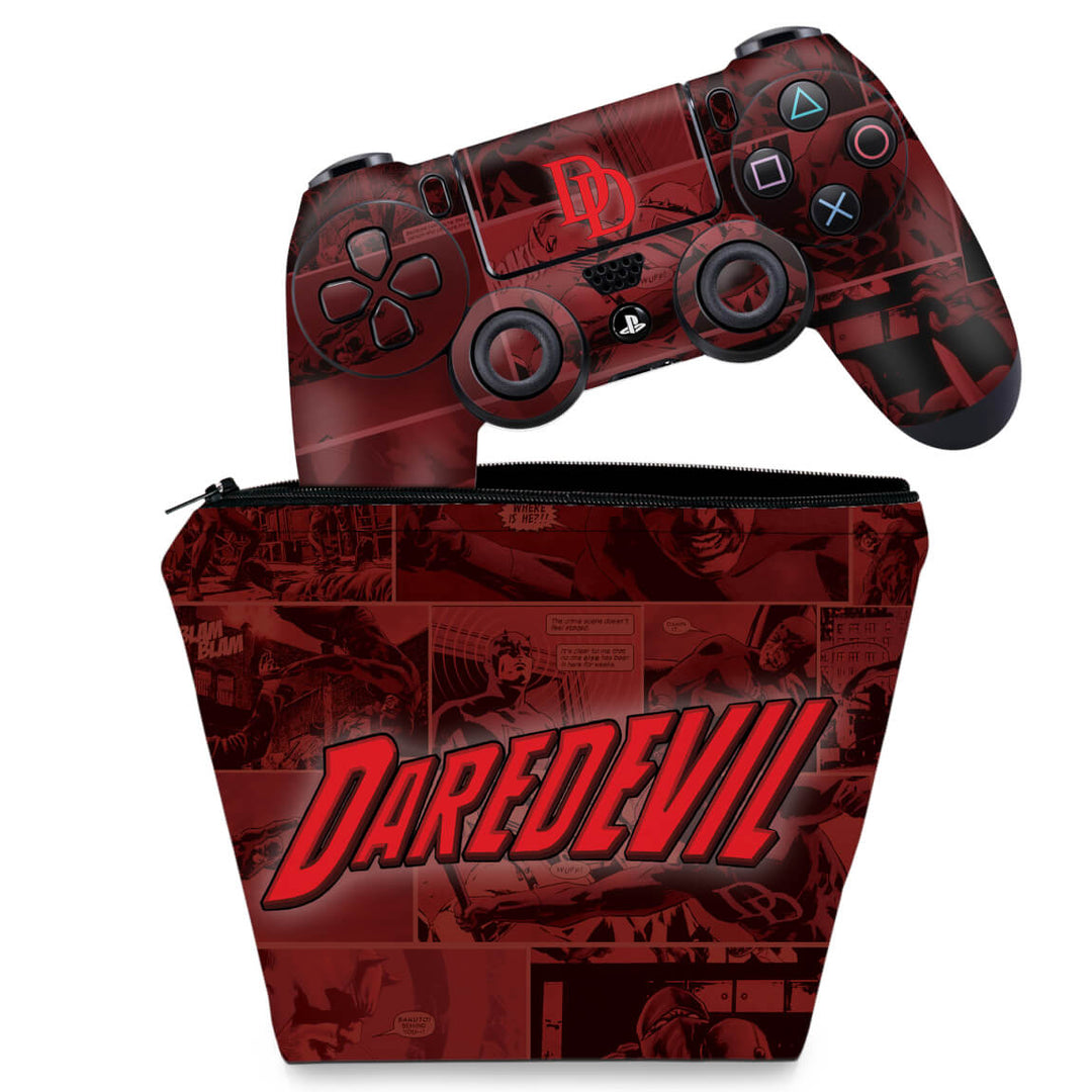 KIT Capa Case e Skin Anti-Rage PS4 Controle - Daredevil Demolidor Comics - Pop Arte Skins