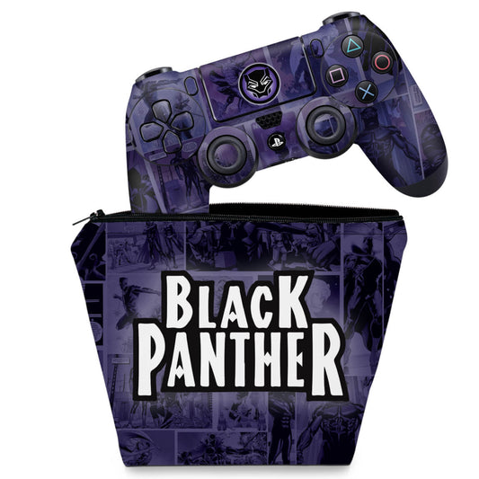 KIT Capa Case e Skin Anti-Rage PS4 Controle - Pantera Negra Comics