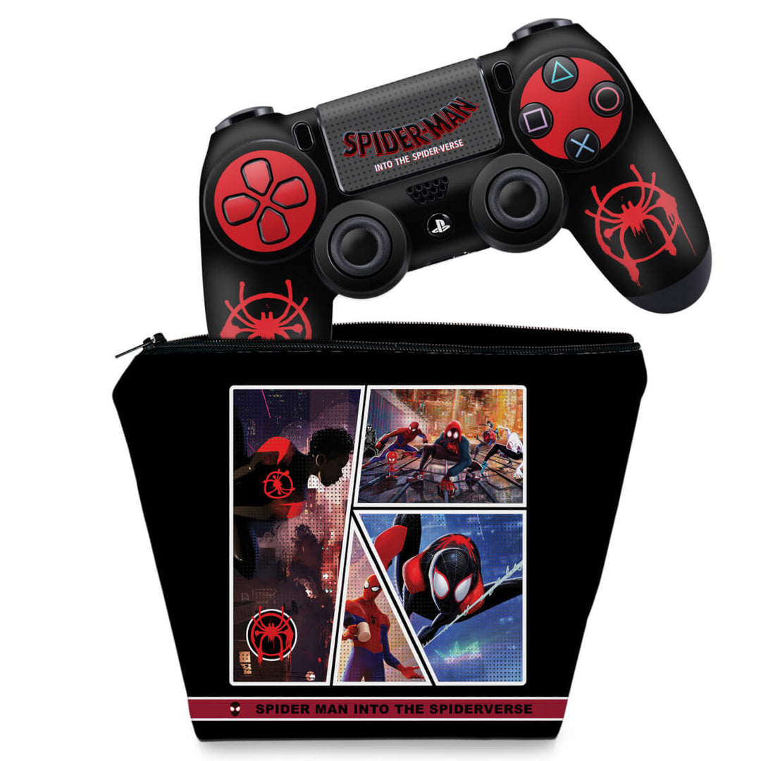 KIT Capa Case e Skin Anti-Rage PS4 Controle - Homem-Aranha No Aranhaverso - Pop Arte Skins