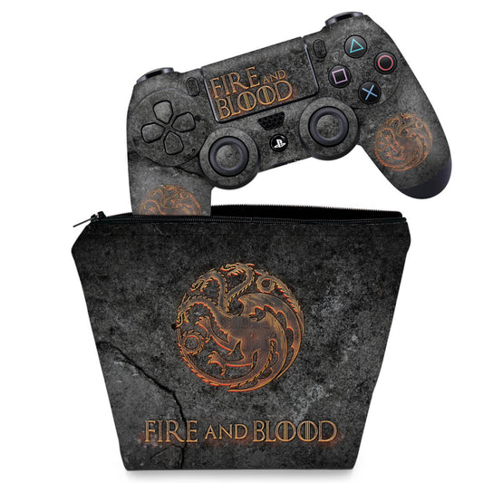 KIT Capa Case e Skin Anti-Rage PS4 Controle - Game Of Thrones Targaryen