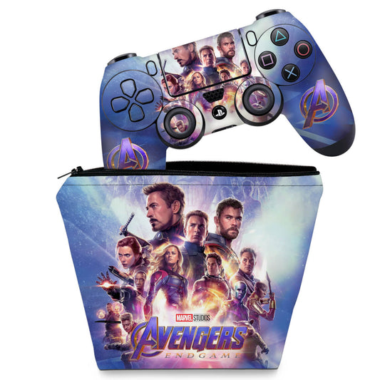 KIT Capa Case e Skin Anti-Rage PS4 Controle - Vingadores Ultimato Endgame