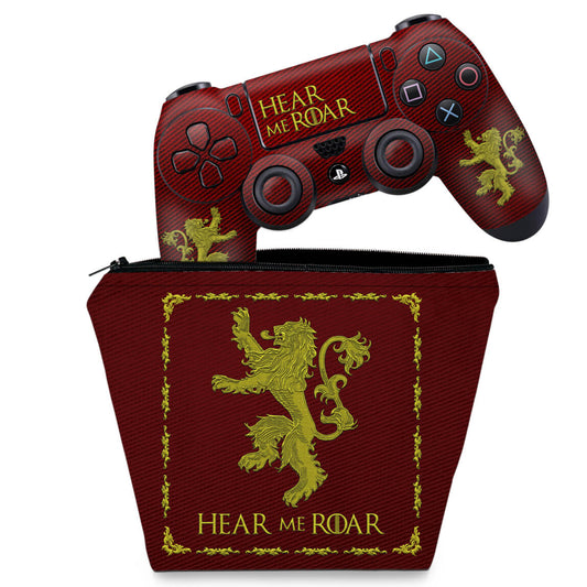 KIT Capa Case e Skin Anti-Rage PS4 Controle - Game Of Thrones Lannister