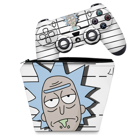 KIT Capa Case e Skin Anti-Rage PS4 Controle - Rick Rick And Morty
