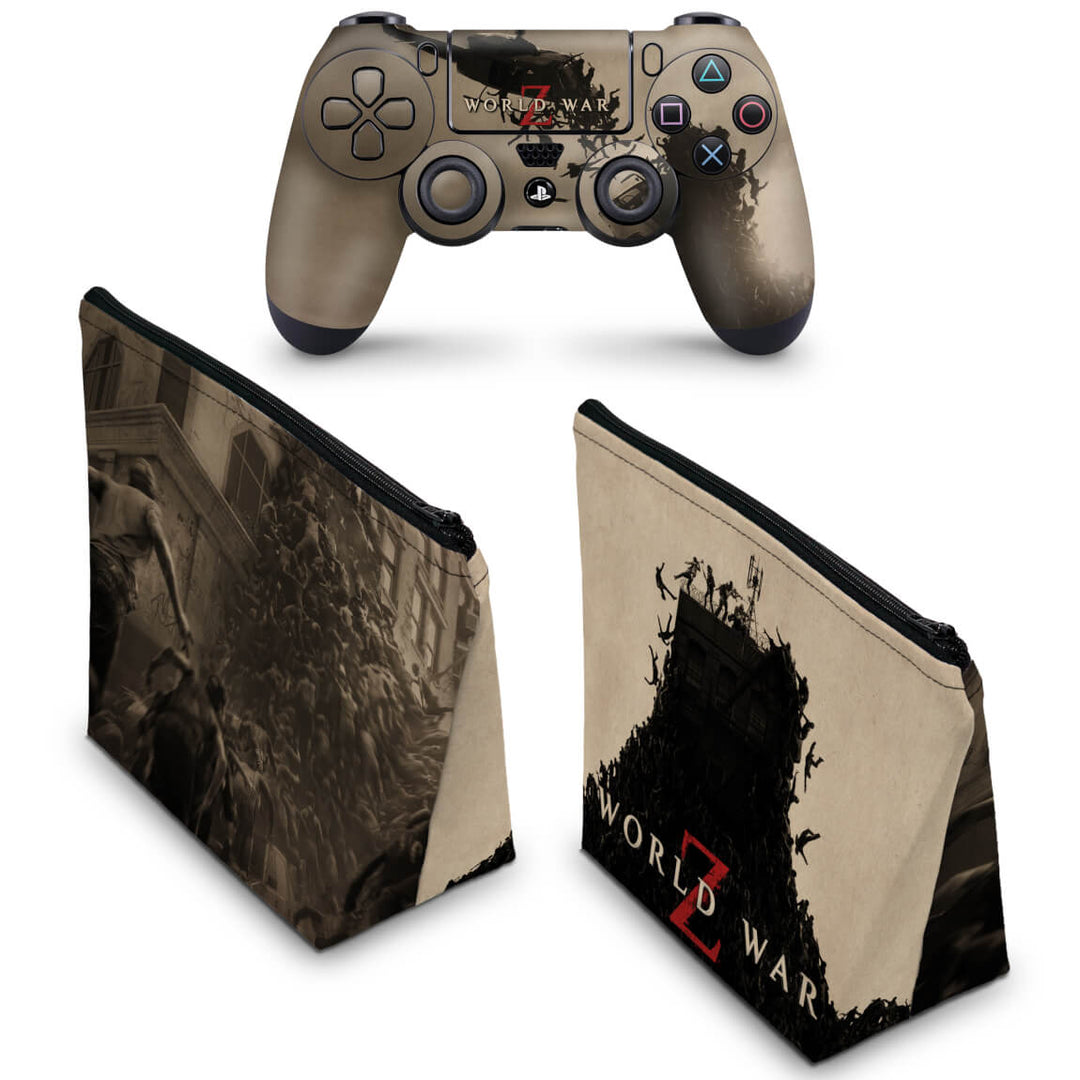 KIT Capa Case e Skin Anti-Rage PS4 Controle - World War Z - Pop Arte Skins - foto 2