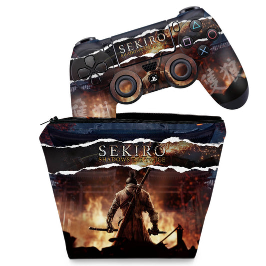 KIT Capa Case e Skin Anti-Rage PS4 Controle - Sekiro