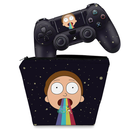 KIT Capa Case e Skin Anti-Rage PS4 Controle - Morty Rick And Morty