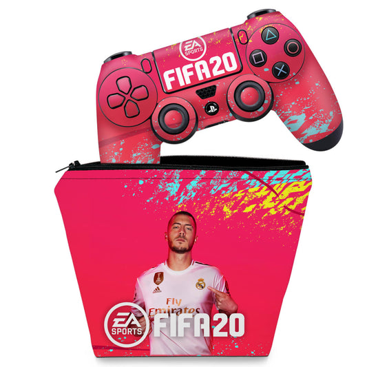KIT Capa Case e Skin Anti-Rage PS4 Controle - Fifa 20