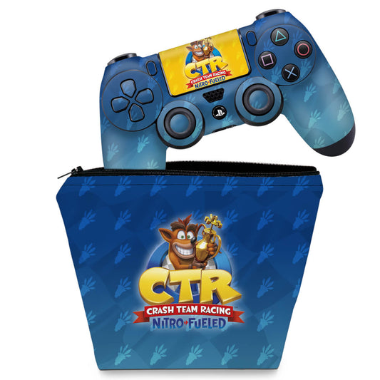 KIT Capa Case e Skin Anti-Rage PS4 Controle - Crash Team Racing Ctr