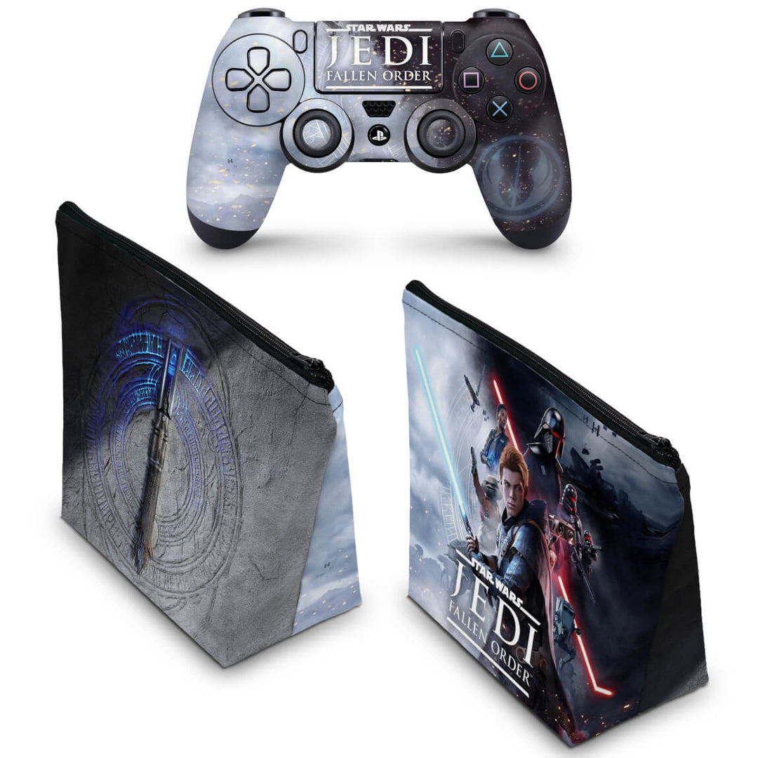 KIT Capa Case e Skin Anti-Rage PS4 Controle - Star Wars Jedi Fallen Order - Pop Arte Skins - foto 2