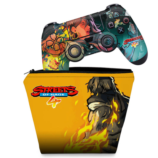 KIT Capa Case e Skin Anti-Rage PS4 Controle - Streets Of Rage 4