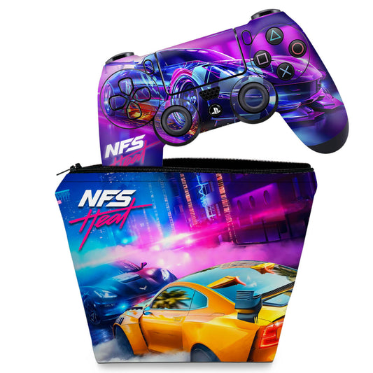 KIT Capa Case e Skin Anti-Rage PS4 Controle - Need For Speed Heat