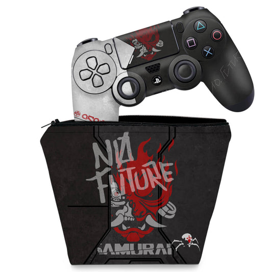 KIT Capa Case e Skin Anti-Rage PS4 Controle - Cyberpunk 2077 Bundle