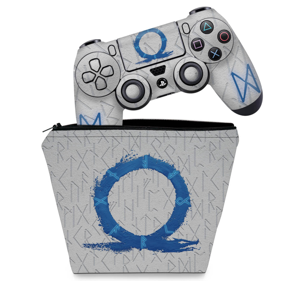KIT Capa Case e Skin Anti-Rage PS4 Controle - God of War Ragnarok - Pop Arte Skins