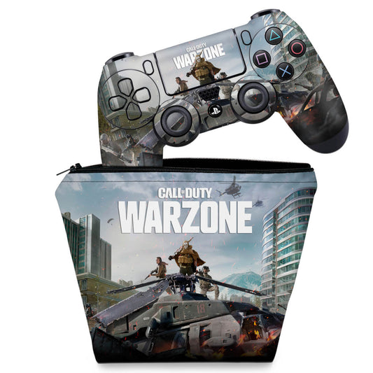 KIT Capa Case e Skin Anti-Rage PS4 Controle - Call of Duty Warzone
