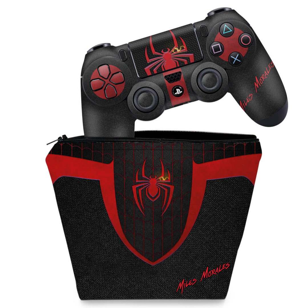 KIT Capa Case e Skin Anti-Rage PS4 Controle - Spider-Man: Miles Morales - Pop Arte Skins