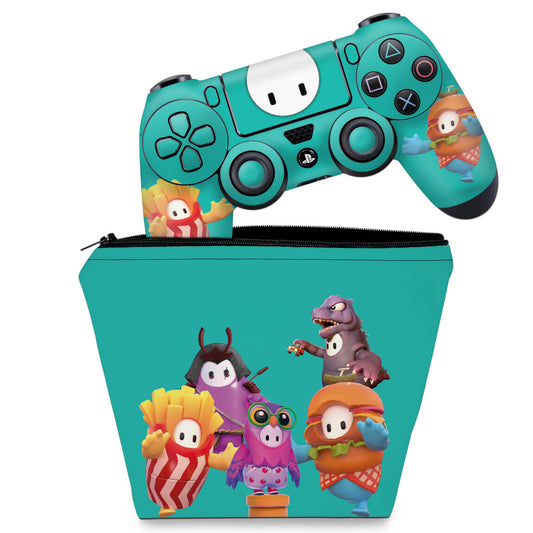 KIT Capa Case e Skin Anti-Rage PS4 Controle - Fall Guys