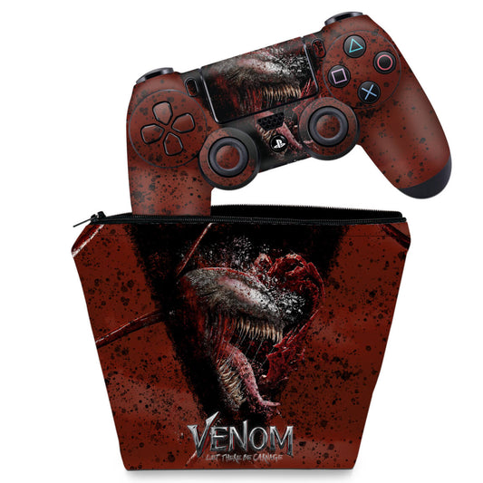 KIT Capa Case e Skin Anti-Rage PS4 Controle - Venom Tempo de Carnificina